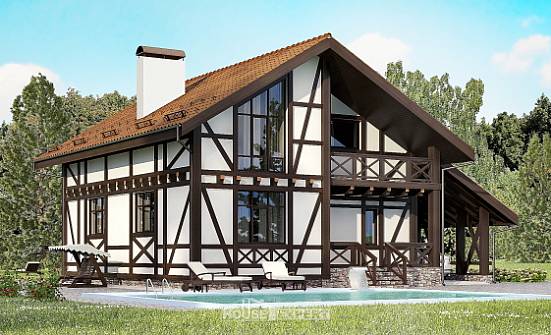 155-002-П Проект двухэтажного дома с мансардным этажом и гаражом, доступный домик из пеноблока Узловая | Проекты домов от House Expert