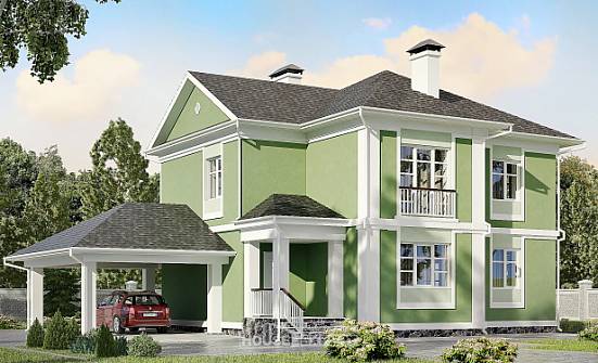 170-001-Л Проект двухэтажного дома и гаражом, современный загородный дом из бризолита Богородицк | Проекты домов от House Expert