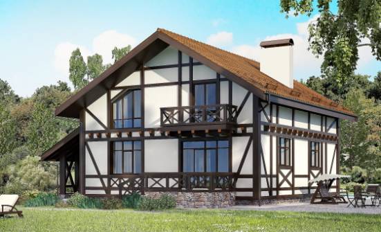 155-002-П Проект двухэтажного дома с мансардным этажом и гаражом, доступный домик из пеноблока Узловая | Проекты домов от House Expert