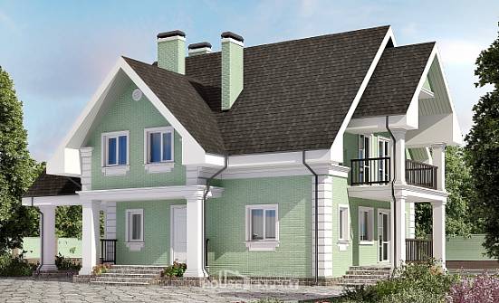 140-003-Л Проект двухэтажного дома с мансардой, гараж, экономичный дом из арболита Узловая | Проекты домов от House Expert