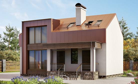 120-004-Л Проект двухэтажного дома с мансардным этажом, бюджетный дом из пеноблока Алексин | Проекты домов от House Expert