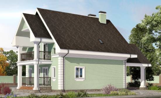 140-003-Л Проект двухэтажного дома с мансардой, гараж, экономичный дом из арболита Узловая | Проекты домов от House Expert