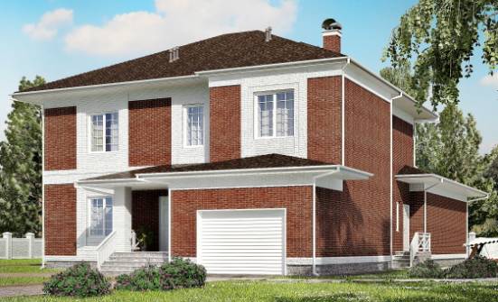 315-001-П Проект двухэтажного дома и гаражом, огромный домик из кирпича Новомосковск | Проекты домов от House Expert