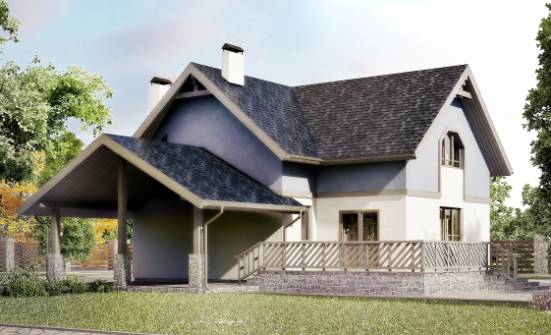 150-011-П Проект двухэтажного дома мансардой, гараж, доступный загородный дом из бризолита Тула | Проекты домов от House Expert