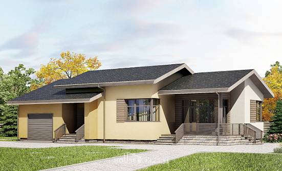 135-002-Л Проект одноэтажного дома, гараж, бюджетный дом из пеноблока Ефремов | Проекты домов от House Expert