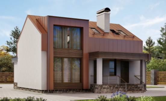 120-004-Л Проект двухэтажного дома с мансардным этажом, бюджетный дом из пеноблока Алексин | Проекты домов от House Expert