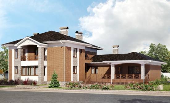 520-002-Л Проект трехэтажного дома и гаражом, большой домик из поризованных блоков Ефремов | Проекты домов от House Expert