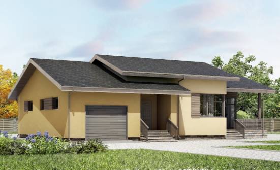135-002-Л Проект одноэтажного дома, гараж, бюджетный дом из пеноблока Ефремов | Проекты домов от House Expert