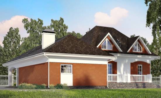 180-007-П Проект двухэтажного дома с мансардой и гаражом, бюджетный загородный дом из блока Ефремов | Проекты домов от House Expert