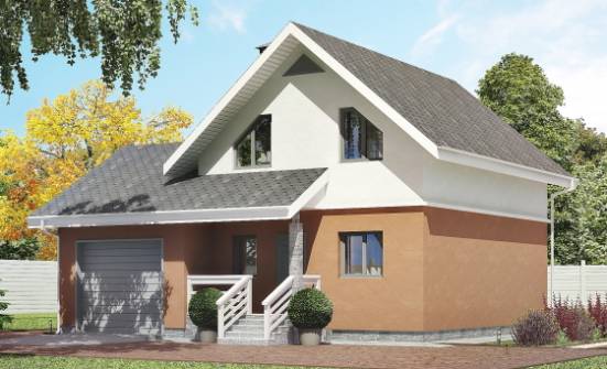 120-002-Л Проект двухэтажного дома мансардой, гараж, небольшой загородный дом из пеноблока Венёв | Проекты домов от House Expert
