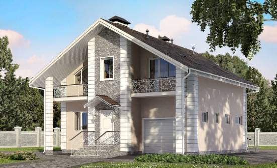 150-002-П Проект двухэтажного дома с мансардой, гараж, уютный коттедж из теплоблока Ясногорск | Проекты домов от House Expert