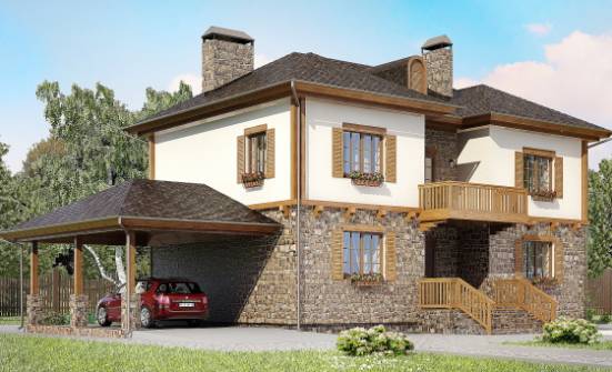 155-006-Л Проект двухэтажного дома и гаражом, скромный коттедж из блока Венёв | Проекты домов от House Expert
