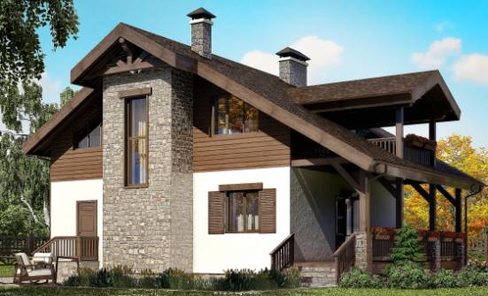 150-004-Л Проект двухэтажного дома мансардой, современный домик из бризолита Ясногорск | Проекты домов от House Expert