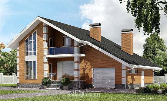190-006-П Проект двухэтажного дома с мансардным этажом, гараж, простой загородный дом из бризолита Ефремов | Проекты домов от House Expert