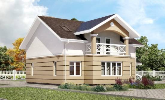 155-009-П Проект двухэтажного дома с мансардой, скромный загородный дом из керамзитобетонных блоков Венёв | Проекты домов от House Expert