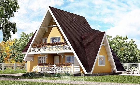 155-008-П Проект двухэтажного дома с мансардным этажом, бюджетный дом из бревен Ефремов | Проекты домов от House Expert