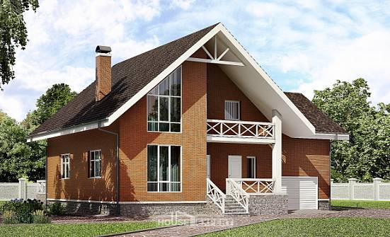 215-001-П Проект двухэтажного дома мансардой, гараж, современный домик из пеноблока Ясногорск | Проекты домов от House Expert