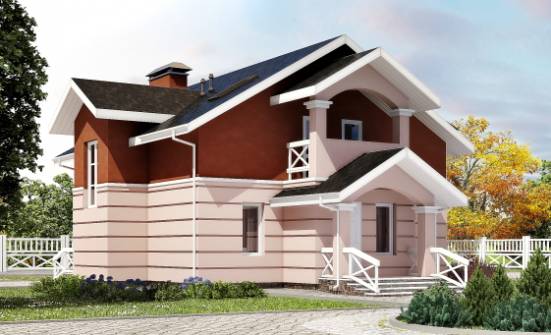 155-009-Л Проект двухэтажного дома мансардный этаж, скромный коттедж из блока Новомосковск | Проекты домов от House Expert