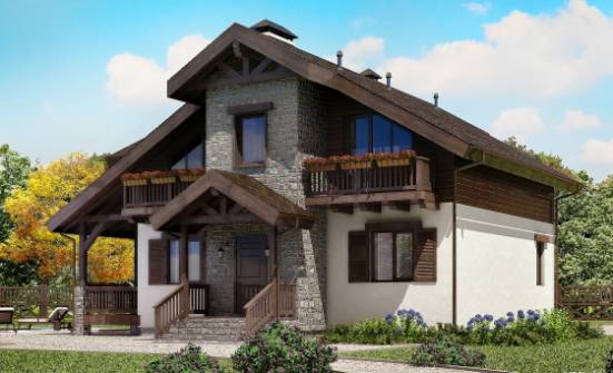 150-004-Л Проект двухэтажного дома мансардой, современный домик из бризолита Ясногорск | Проекты домов от House Expert