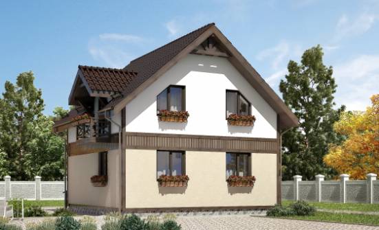 105-001-П Проект двухэтажного дома мансардный этаж, бюджетный домик из арболита Кимовск | Проекты домов от House Expert