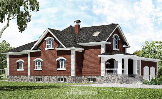 600-001-П Проект трехэтажного дома с мансардой и гаражом, большой дом из арболита Венёв | Проекты домов от House Expert