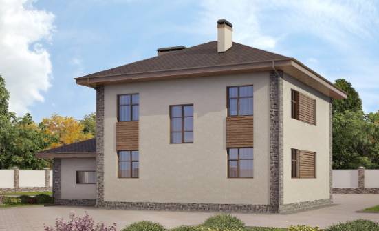 185-004-П Проект двухэтажного дома и гаражом, уютный загородный дом из бризолита Ясногорск | Проекты домов от House Expert