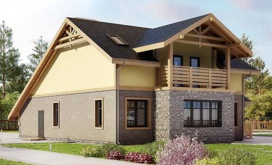 180-011-П Проект двухэтажного дома мансардой, гараж, скромный дом из арболита Богородицк | Проекты домов от House Expert