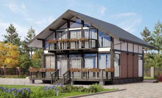 170-007-П Проект двухэтажного дома мансардой, небольшой коттедж из бревен Кимовск | Проекты домов от House Expert