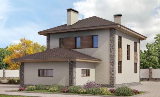 185-004-П Проект двухэтажного дома и гаражом, уютный загородный дом из бризолита Ясногорск | Проекты домов от House Expert