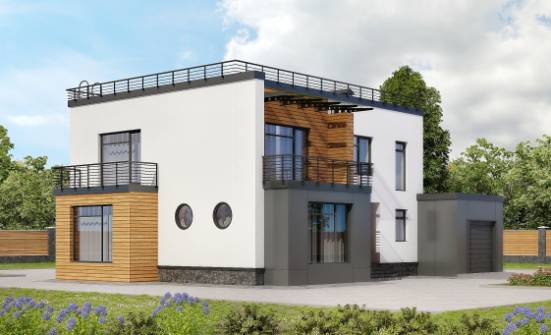 260-002-П Проект двухэтажного дома и гаражом, огромный домик из поризованных блоков Ясногорск | Проекты домов от House Expert