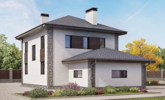 185-004-Л Проект двухэтажного дома, гараж, классический загородный дом из газобетона Кимовск | Проекты домов от House Expert