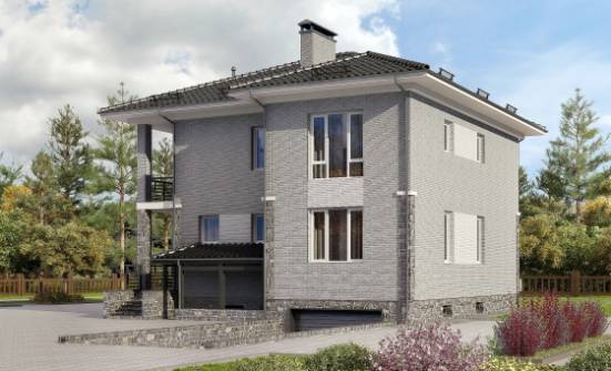 275-004-П Проект трехэтажного дома и гаражом, современный загородный дом из кирпича Алексин | Проекты домов от House Expert