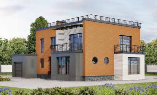 260-002-Л Проект двухэтажного дома и гаражом, классический загородный дом из теплоблока Венёв | Проекты домов от House Expert