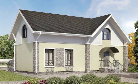 150-012-П Проект двухэтажного дома мансардой, бюджетный дом из поризованных блоков Узловая | Проекты домов от House Expert