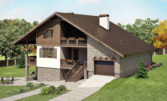 300-003-П Проект трехэтажного дома мансардный этаж и гаражом, большой домик из кирпича Узловая | Проекты домов от House Expert
