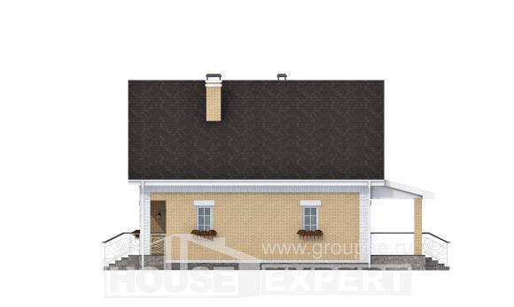 130-004-П Проект двухэтажного дома мансардный этаж, уютный коттедж из арболита, House Expert