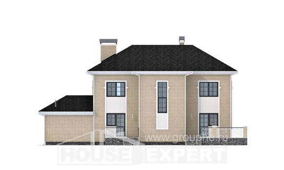 180-006-П Проект двухэтажного дома и гаражом, просторный загородный дом из кирпича, House Expert