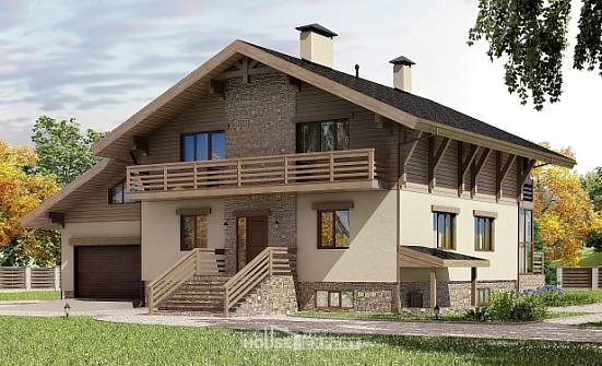420-001-Л Проект трехэтажного дома с мансардным этажом и гаражом, большой домик из кирпича, House Expert