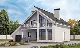 200-007-Л Проект двухэтажного дома с мансардным этажом и гаражом, классический загородный дом из газосиликатных блоков, House Expert