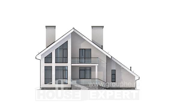 200-007-Л Проект двухэтажного дома мансардный этаж, гараж, современный дом из поризованных блоков, House Expert