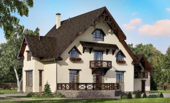 435-002-П Проект трехэтажного дома с мансардой и гаражом, красивый домик из арболита Богородицк | Проекты домов от House Expert