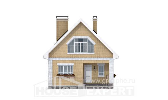 130-004-П Проект двухэтажного дома мансардой, уютный дом из газосиликатных блоков, House Expert
