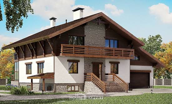 420-001-П Проект трехэтажного дома мансардой, гараж, большой дом из кирпича, House Expert