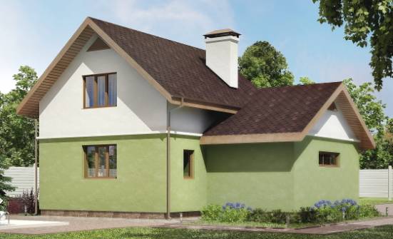 120-002-П Проект двухэтажного дома мансардой и гаражом, небольшой загородный дом из твинблока Богородицк | Проекты домов от House Expert