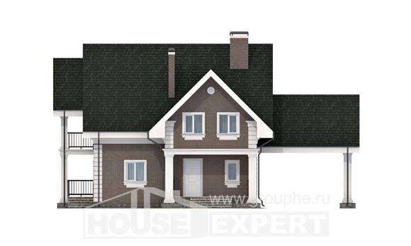 140-003-П Проект двухэтажного дома мансардой, гараж, доступный домик из газосиликатных блоков, House Expert