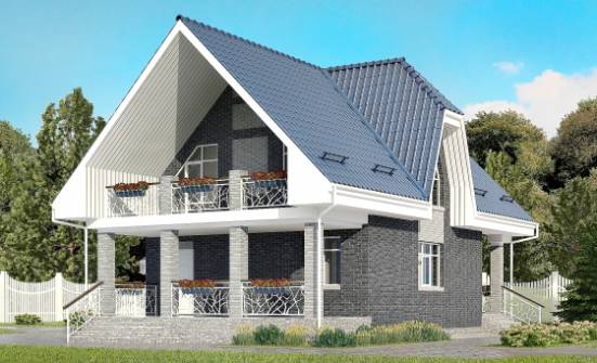 125-002-Л Проект двухэтажного дома мансардный этаж и гаражом, классический загородный дом из бризолита Тула | Проекты домов от House Expert