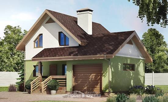 120-002-П Проект двухэтажного дома мансардой и гаражом, небольшой загородный дом из твинблока Богородицк | Проекты домов от House Expert