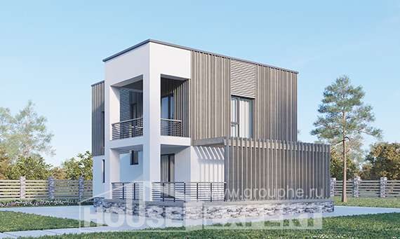 150-017-П Проект двухэтажного дома, компактный домик из поризованных блоков, House Expert