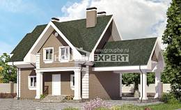 140-003-П Проект двухэтажного дома с мансардой и гаражом, доступный домик из твинблока, House Expert