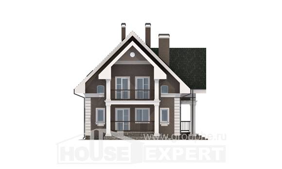 140-003-П Проект двухэтажного дома с мансардой, гараж, простой домик из бризолита, House Expert